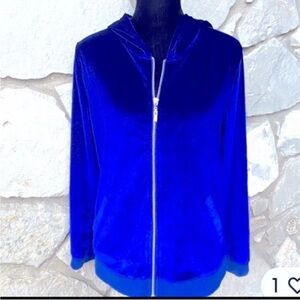 Splash Velour Sweatshirt Hoodie Size 12 Royal Blue Zip Front Pockets Excellent